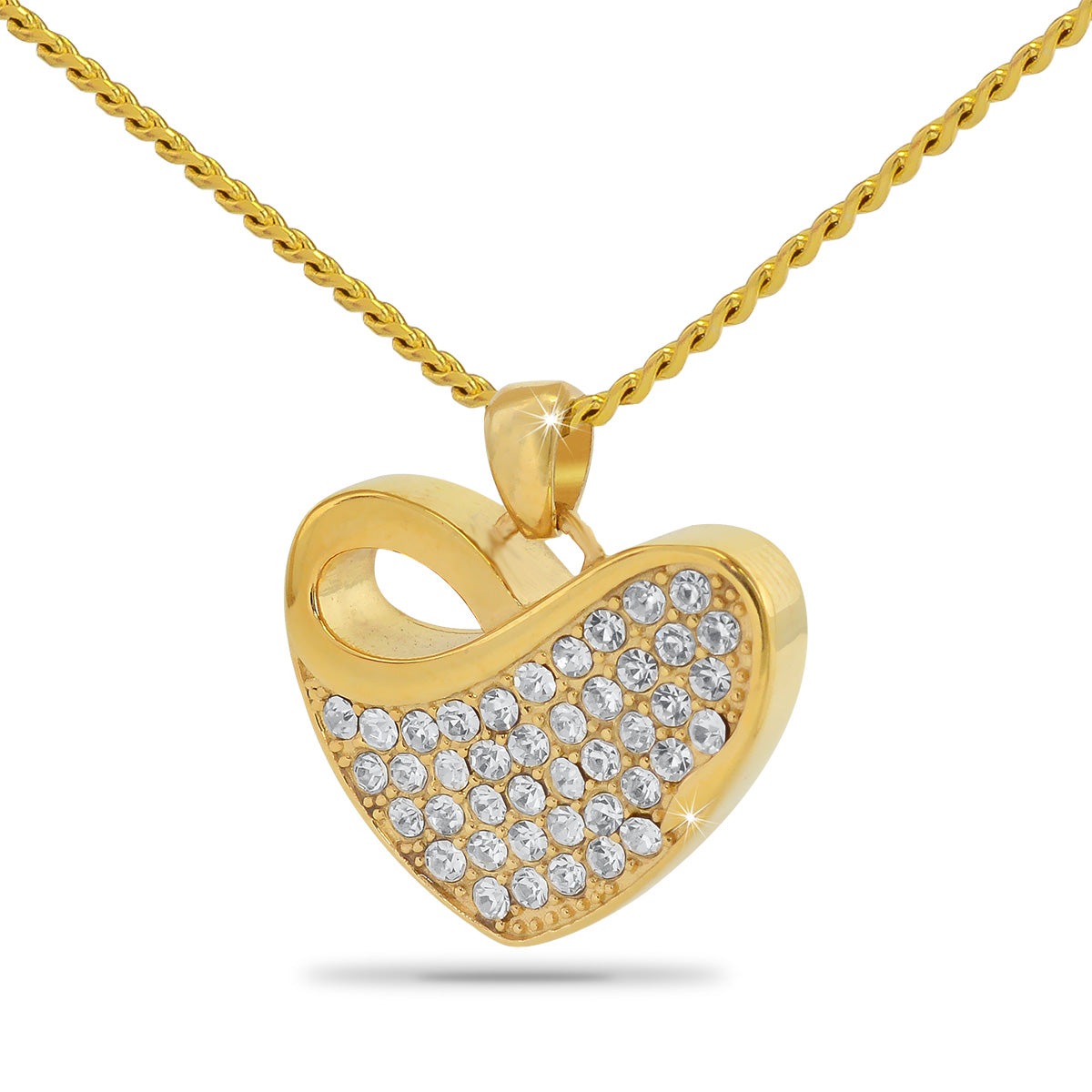 Gleaming Solid Gold Crystal Necklace Keepsake