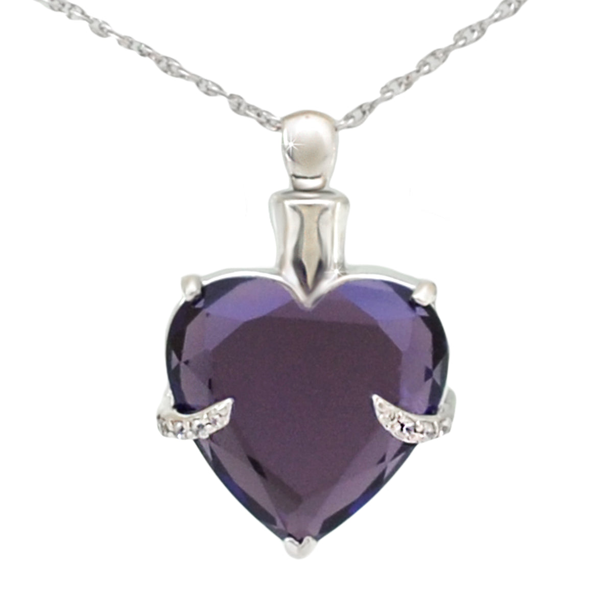 Purple Crystal Heart Steel Keepsake