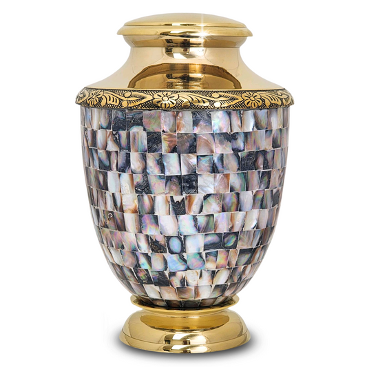 Regal Rose Mother of Pearl Brass Urn