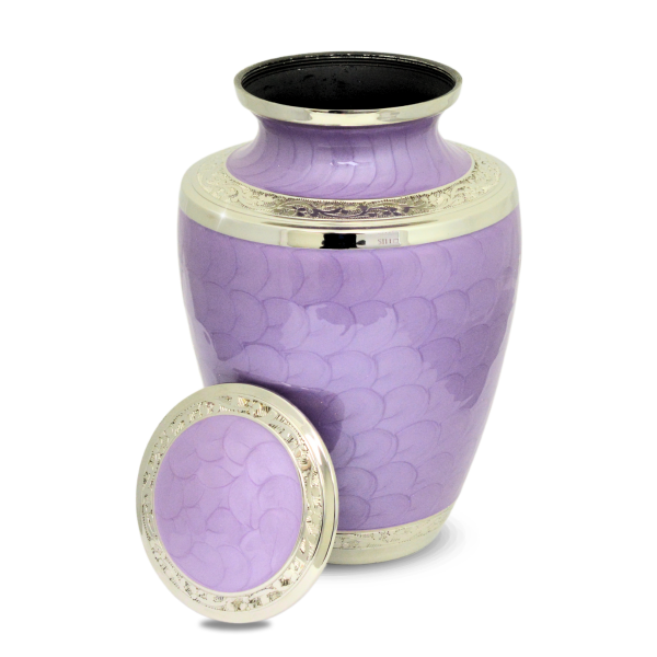 Purple Floral Adult Brass Urn