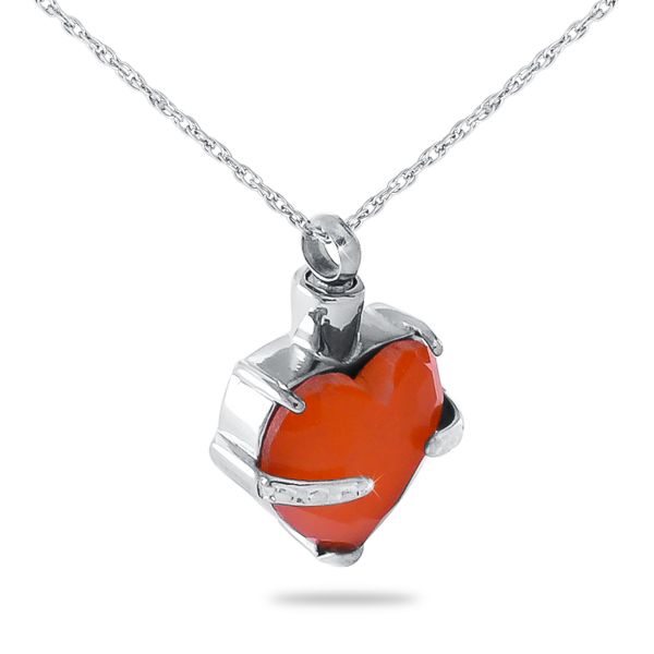 Orange Crystal Heart Steel Keepsakes