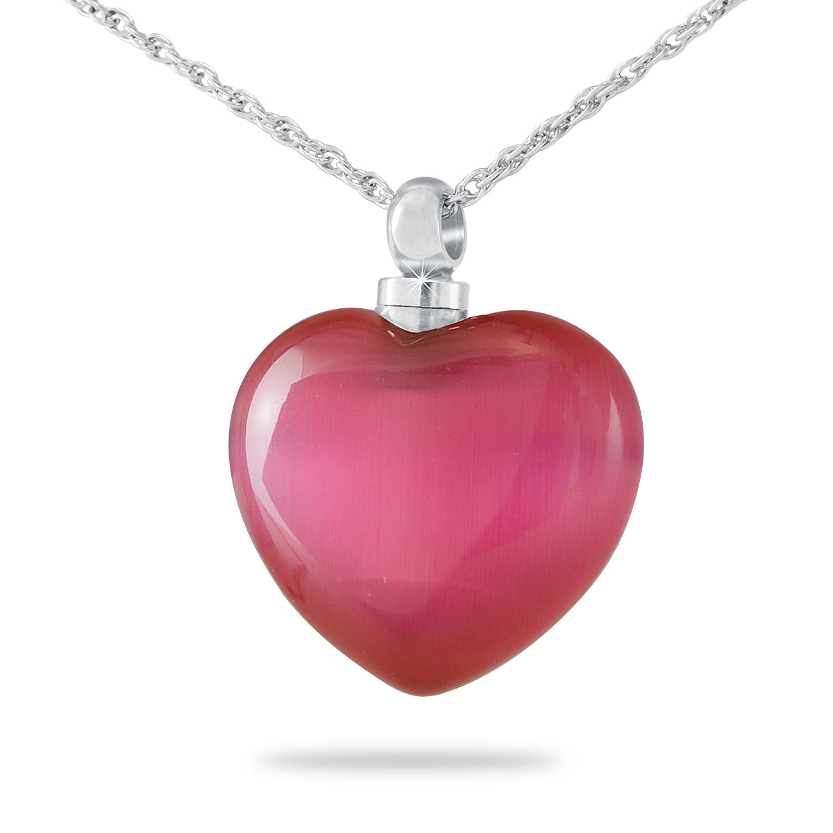 Pink Glass Heart Necklace Keepsake