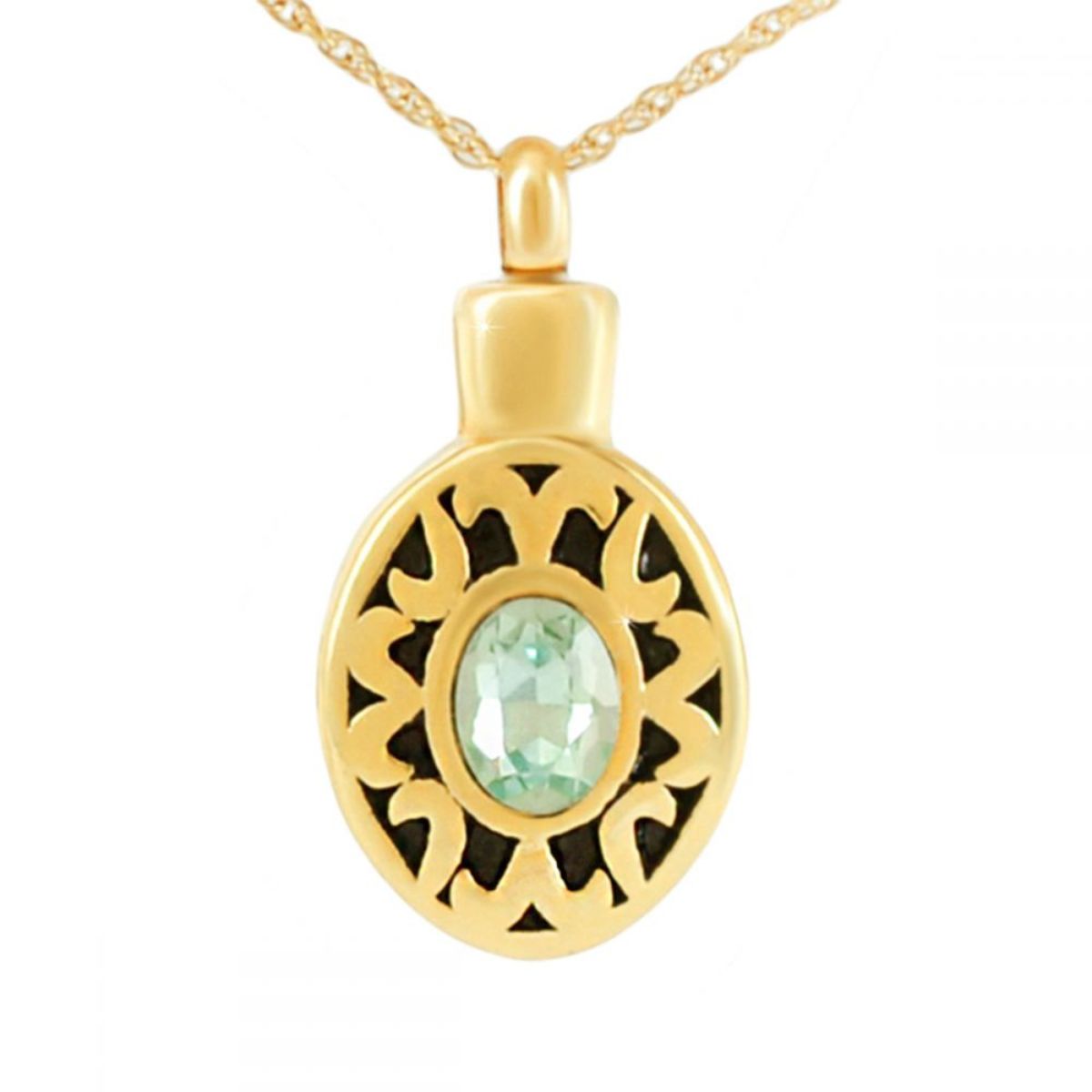Solid Gold Green Stone Necklace