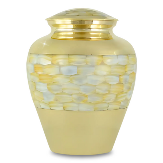 Mother of Pearl Brass Urn